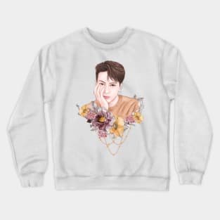 Brushed with Beauty: A Jackson Wang Fanart with Vintage-Inspired Florals Crewneck Sweatshirt